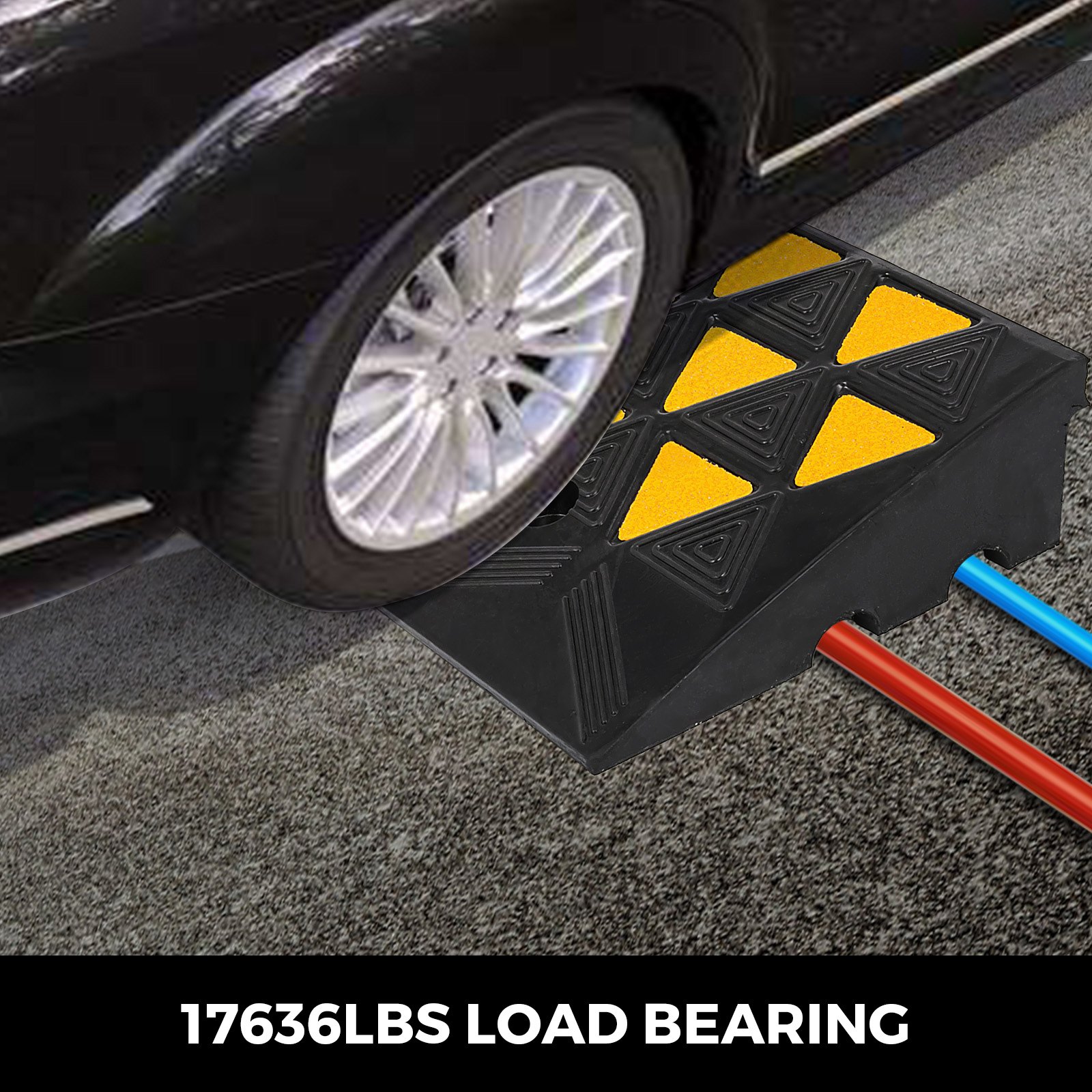 4" Height Heavy Duty Rubber Curb Ramp Load Capacity High Visibility Visible