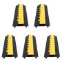 VEVOR 5 Pack Rubber Cable Protector Ramp 2 Channel Heavy Duty 66,000 lbs Load Capacity Cable Wire Cord Cover Ramp Speed Bump Driveway Hose Cable Ramp Protective Cover (2-Channel, 5 Pack-66,000 lbs)