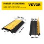 VEVOR 3 Channel Rubber Cable Protector Ramp 94.5x50x8 cm Heavy Duty Cable Wire Cord Cover Ramp Speed Bump Driveway Hose Cable Ramp Protective Cover