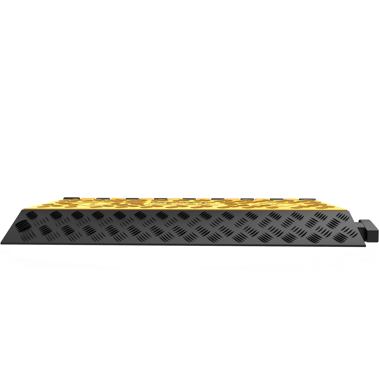 black and yellow VEVOR cable protector ramps with a diamond plate texture.