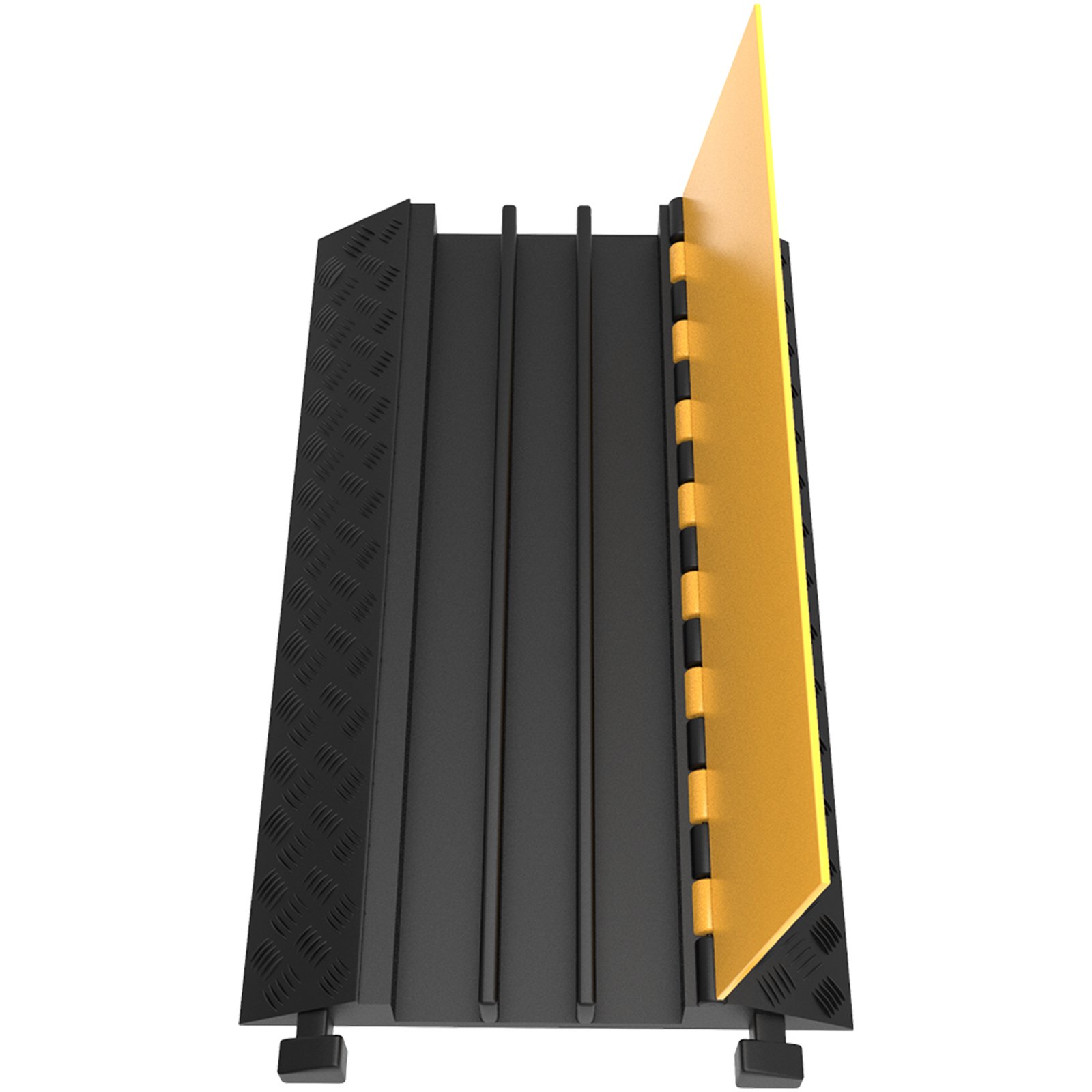 VEVOR Rubber Cable Guard, 3-Channel, 2 x 2.3 in - Durable Cord Protection Ramp for Driveways, 6600 lbs Capacity