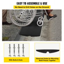 VEVOR Curb Ramp, 1 Pack Rubber Driveway Ramps, Heavy Duty 32000 lbs Weight Capacity Threshold Ramp, 2.6 inch High Curbside Bridge Ramps for Loading Dock Garage Sidewalk, Expandable Full Ramp Set