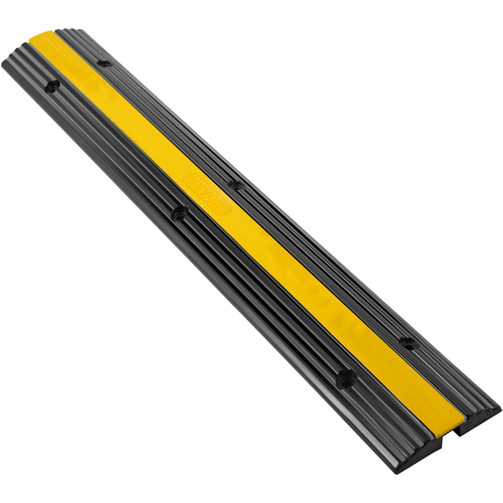 VEVOR Cable Protector Ramp, 3 Packs 1 Channels Speed Bump Hump, Rubber Modular Speed Bump Rated 18000 LBS Load Capacity, Protective Wire Cord Ramp Driveway Rubber Traffic Speed Bumps Cable Protector