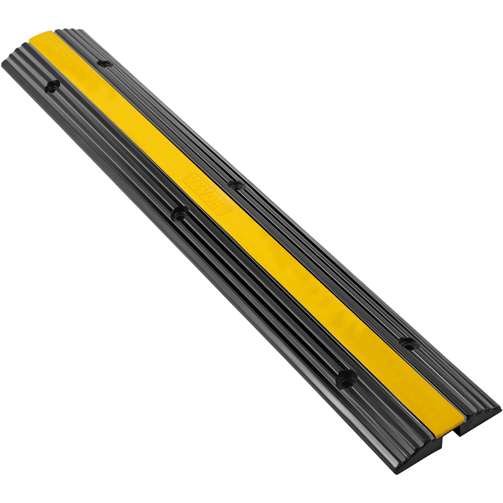 VEVOR Cable Protector Ramp, 3 Packs 1 Channels Speed Bump Hump, Rubber Modular Speed Bump Rated 18000 LBS Load Capacity, Protective Wire Cord Ramp Driveway Rubber Traffic Speed Bumps Cable Protector