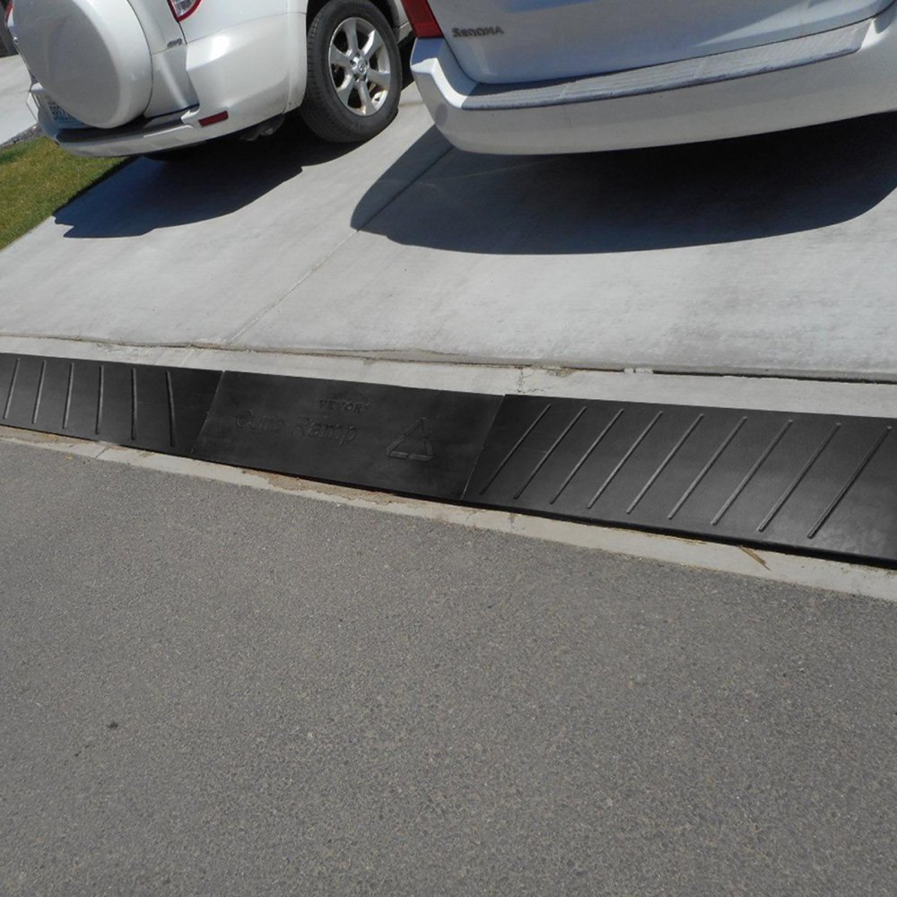 VEVOR 3 Pack Curb Ramp,Rubber Driveway Ramps, Heavy Duty 32000 lbs Weight Capacity Threshold Ramp, 2.6 inch High Curbside Bridge Ramps for Loading Dock Garage Sidewalk, Expandable Full Ramp Set