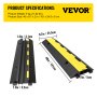 VEVOR Cable Protector Ramp, 2 Packs 2 Channels Speed Bump Hump, Heavy Duty 11000 LBS/ 5 Ton Loading Rubber Modular Protective Wire Cord Driveway Traffic, 2 Pcs, Black