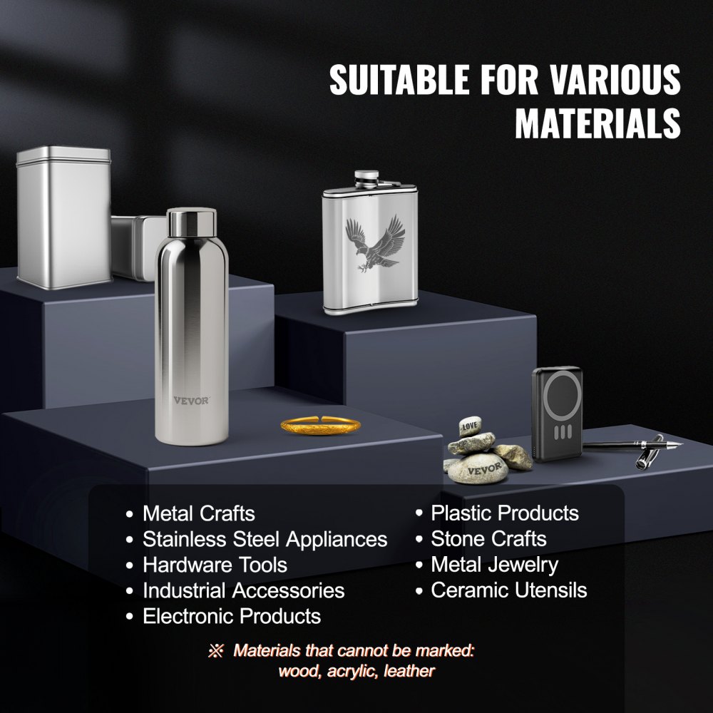 VEVOR Fiber Laser Marking Machine, 100W Compatible with LightBurn, MOPA Color Fiber Laser Engraver, 175 x 175 mm Working Area with Rotary Axis, Solid State Laser Machine for Aluminum Steel Jewelry