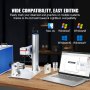 VEVOR Fiber Laser Marking Machine, 100W Compatible with LightBurn, MOPA Color Fiber Laser Engraver, 175 x 175 mm Working Area with Rotary Axis, Solid State Laser Machine for Aluminum Steel Jewelry