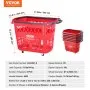 VEVOR Shopping Baskets, 6PCS, 39L Shopping Carts with Handles, Plastic Rolling Shopping Basket with Wheels, Large Portable Shopping Basket Set for Supermarkets, Retail Stores, Grocery Shopping, Red