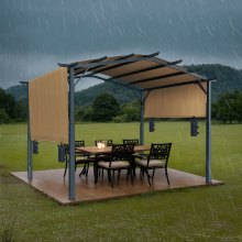 10x10 ft Outdoor Retractable Pergola with Canopy Arched Top Metal Patio Pergola