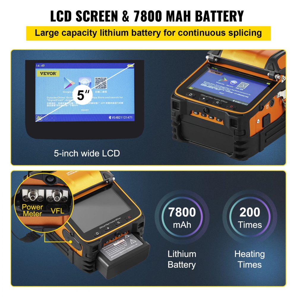 AI-9 Optical Fiber Fusion Splicer Welding Splicing Machine 7800MAH 5S Splicing