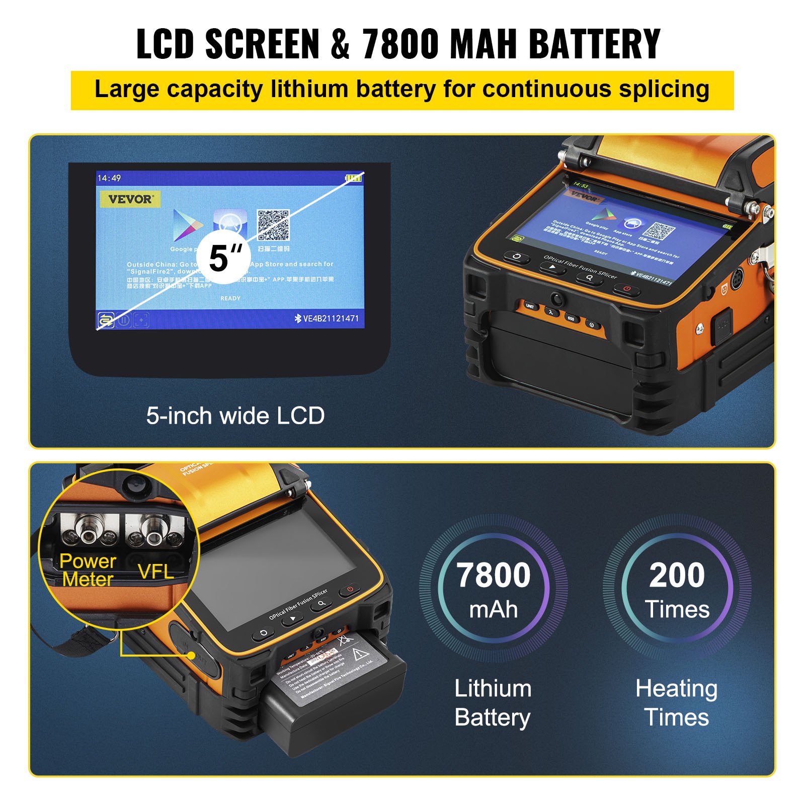 AI-9 Optical Fiber Fusion Splicer Welding Splicing Machine 7800MAH 5S Splicing