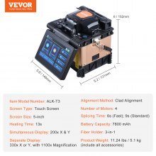 VEVOR Fiber Fusion Splicer 4 Motors Clad Alignment with 6s Splicing 13s Heating