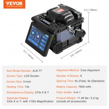 VEVOR Fiber Fusion Splicer 6 Motors Core Alignment with 6s Splicing 13s Heating