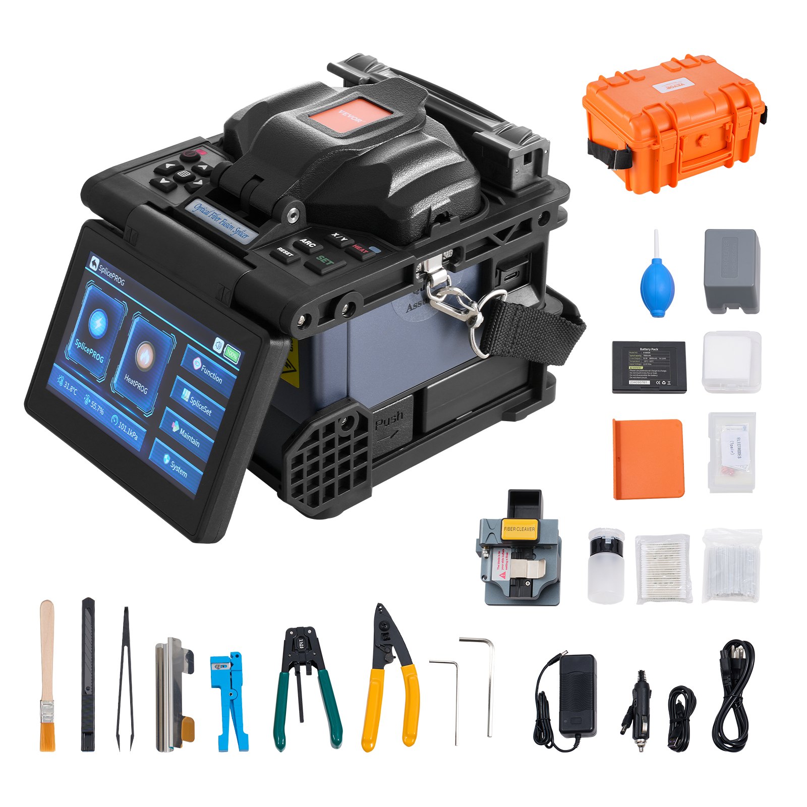 VEVOR Fibre Fusion Splicer 6 motoare Alinierea miezului cu 6s Splicing 13s Incalzire
