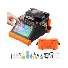 VEVOR Fiber Fusion Splicer 6 Motors, Core & Clad Alignment Fibers Optic Splicer with 6s Fast Splicing and 13s Heating, 5" Touch Screen, 3 in 1 Fiber Holder, 7800mAh Battery for SM MM DS NZDS Fibers