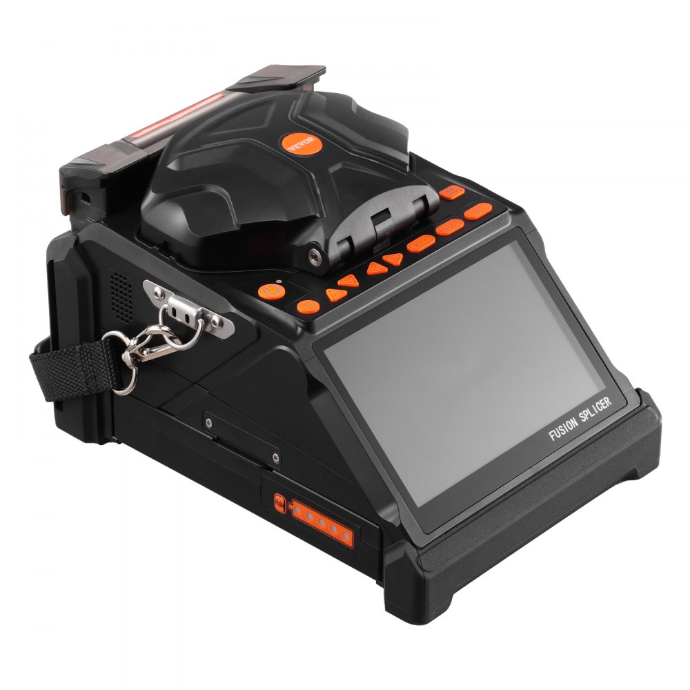 VEVOR Fiber Fusion Splicer 6 Motors, Core & Clad Alignment Fibers Optic Splicer with 6s Fast Splicing and 13s Heating, 5" LCD Screen, 3 in 1 Fiber Holder, 7800mAh Battery for SM MM DS NZDS Fibers