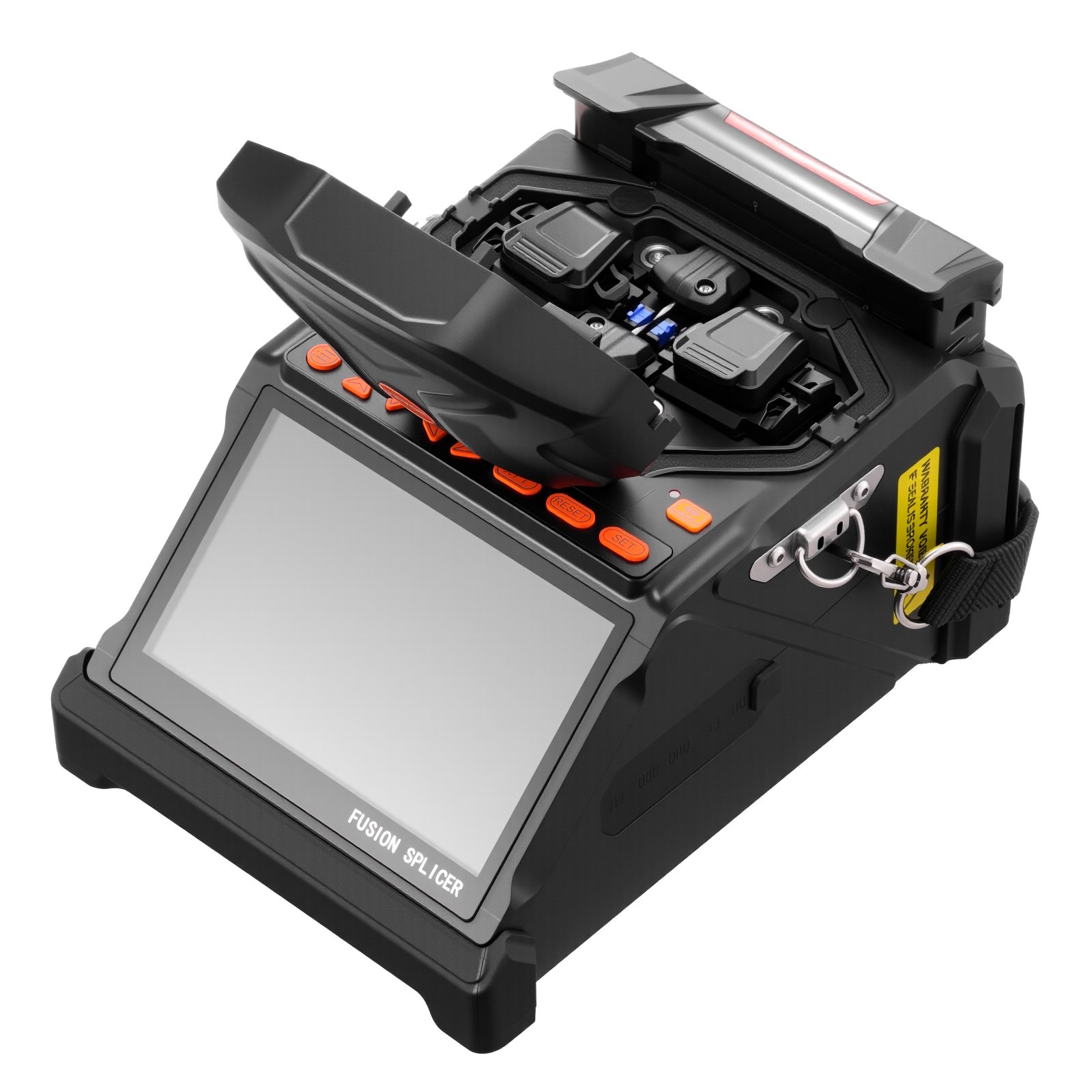 VEVOR Fiber Fusion Splicer 6 Motors, Core & Clad Alignment Fibers Optic Splicer with 6s Fast Splicing and 13s Heating, 5" LCD Screen, 3 in 1 Fiber Holder, 7800mAh Battery for SM MM DS NZDS Fibers