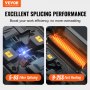 VEVOR Fiber Fusion splejser 6 motorer, kernejustering Fiberoptisk fusionssplejser med 4" digital LCD-skærm, billedlagring, 3 i 1 autofokus optisk fiberholder kløvesæt 5-6s splejsning 9-25s opvarmning