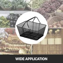 VEVOR Shopping Baskets with Handles, 12PCS, Black Metal Shopping Basket, Portable Wire Shopping Basket, Black Wire Mesh shopping Basket Set for Supermarkets, Retail Stores, Grocery Shopping, Black