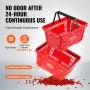 VEVOR Shopping Basket Portable Grocery Basket 12PCS 24L with Handle & Stand Red