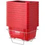 VEVOR Shopping Basket Portable Grocery Basket 12PCS 24L with Handle & Stand Red