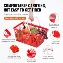 VEVOR Shopping Basket Portable Grocery Basket 20PCS 21L with Handle & Stand Red