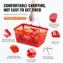 red VEVOR shopping basket with ergonomic handle, filled with oranges and apples, highlighting its durability.