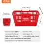 VEVOR Shopping Basket, Set of 12, 21L Durable Plastic Grocery Basket with Metal Handle and Stand, 16.73 x 12.01 x 8.58 inch Portable Shop Basket Used for Retail Store Supermarket Grocery Shopping, Red