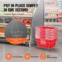 VEVOR grocery basket stand with 12 red baskets, saving space and enhancing swift maneuverability.