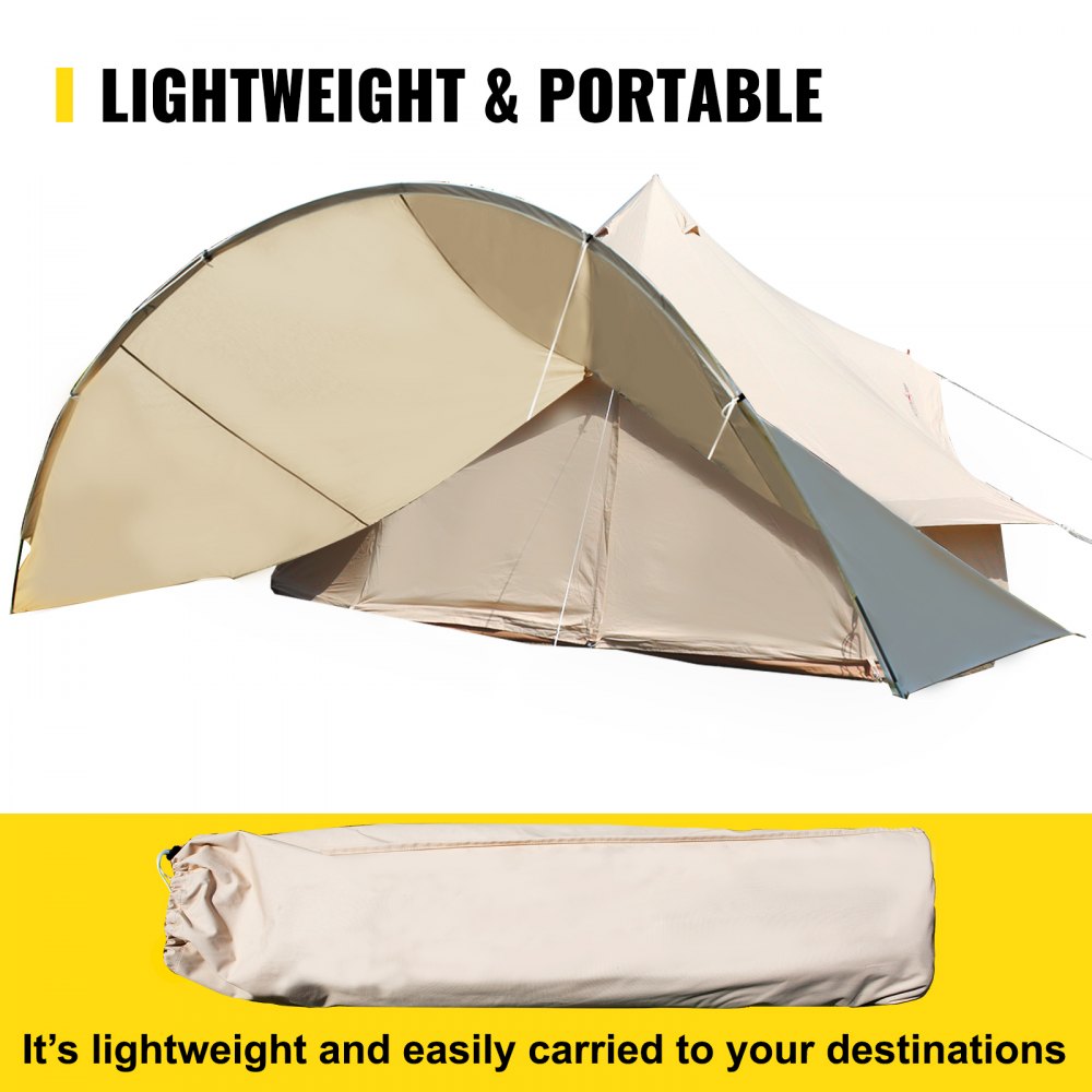 VEVOR Bell Tent Porch Awning Tent Tarp Cotton Canvas Half-circle for Camping