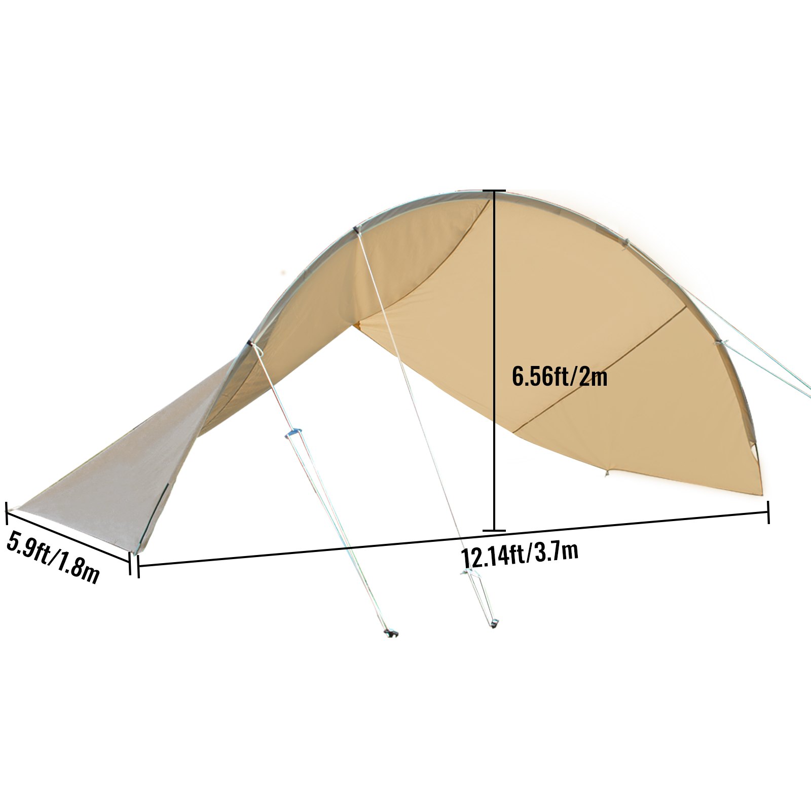 VEVOR Bell Tent Porch Awning Tent Tarp Cotton Canvas Half-circle for Camping