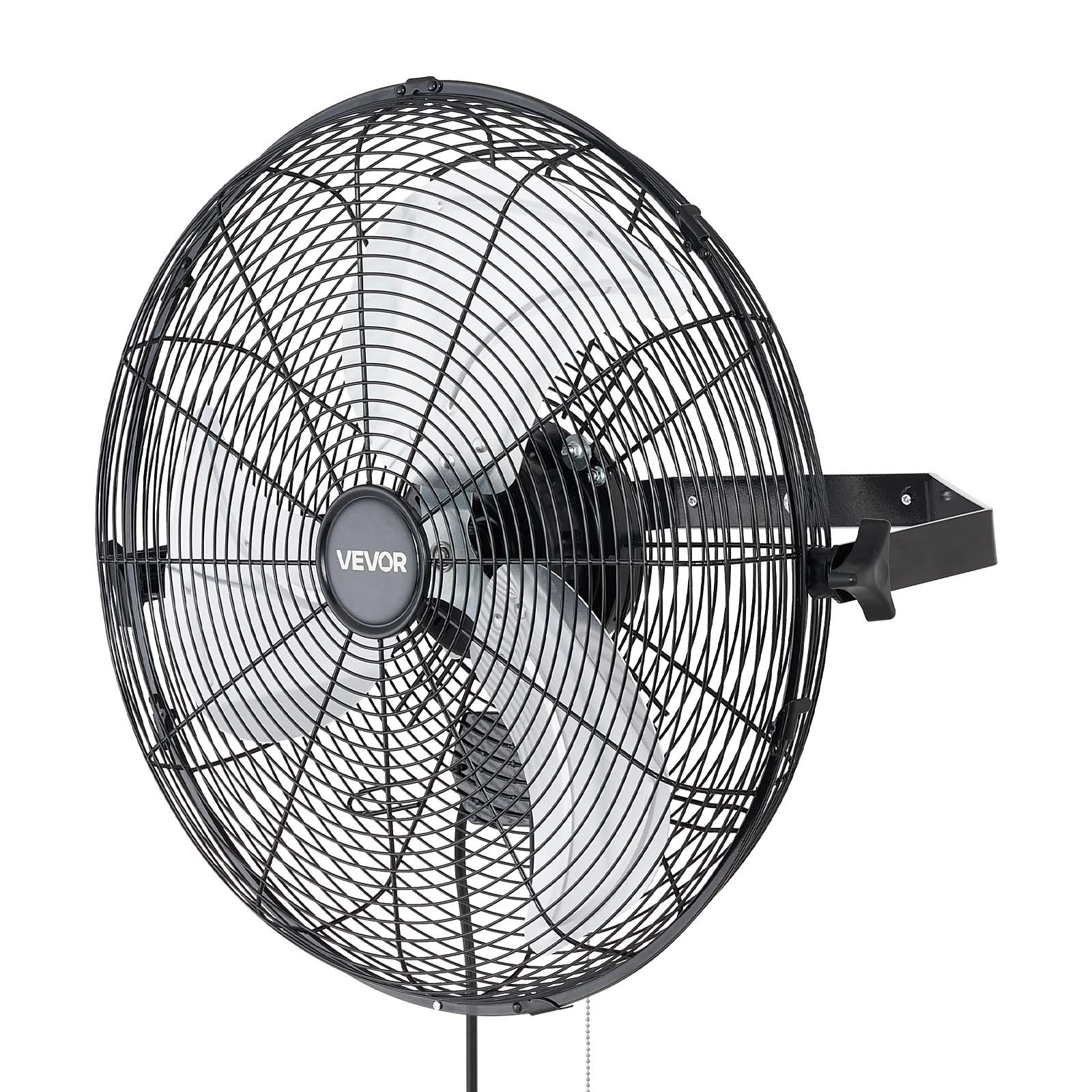 VEVOR Wall Mount Fan, 18 in Wall Mounted Hanging Fan, 3-Speed, Long Airflow Distance, Adjustable Rotation Angle, Mechanical Control, Powerful for Industry, Commercial, Garage, Workshop, Gym, 2 Pack