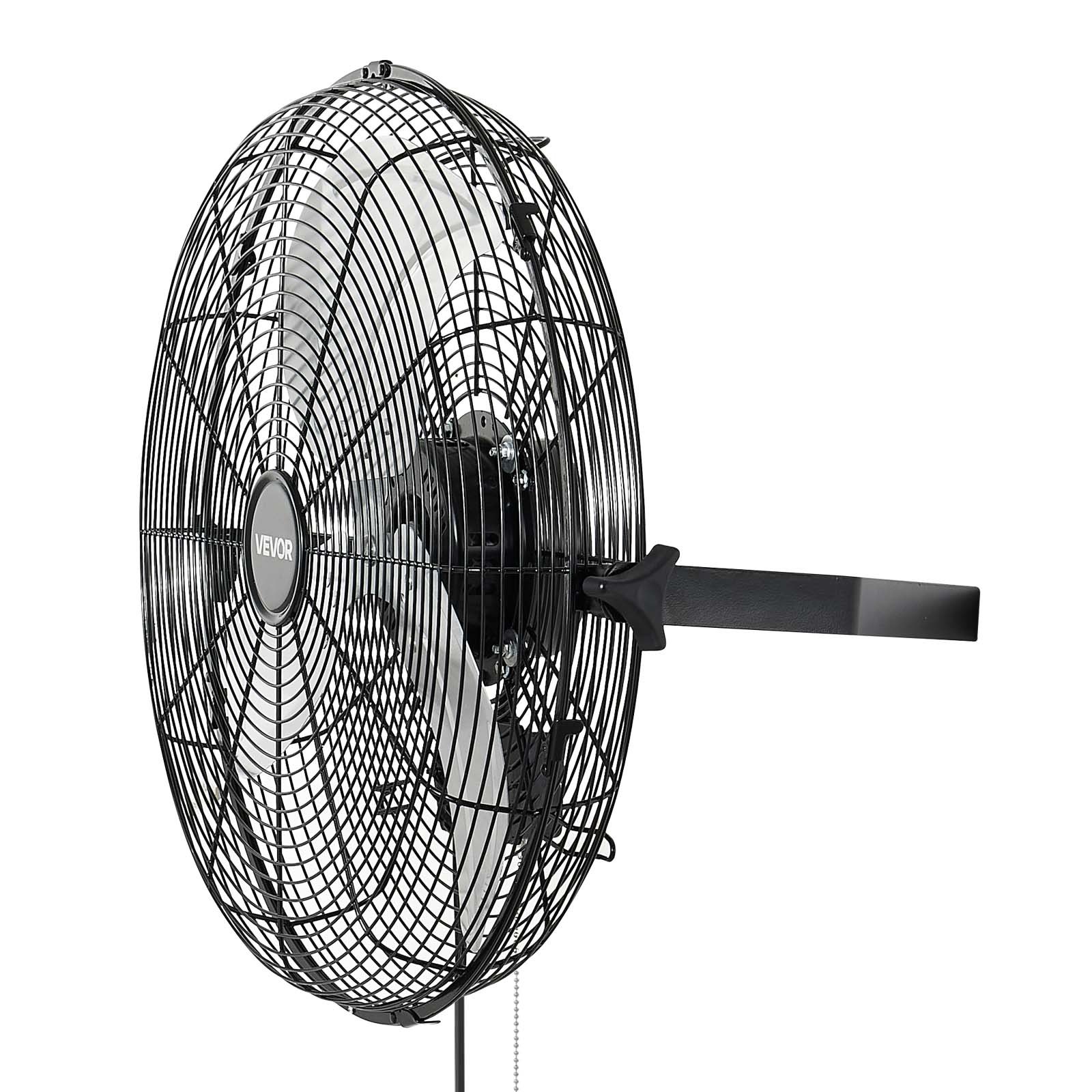 VEVOR Wall Mount Fan, 18 in Wall Mounted Hanging Fan, 3-Speed, Long Airflow Distance, Adjustable Rotation Angle, Mechanical Control, Powerful for Industry, Commercial, Garage, Workshop, Gym, 2 Pack