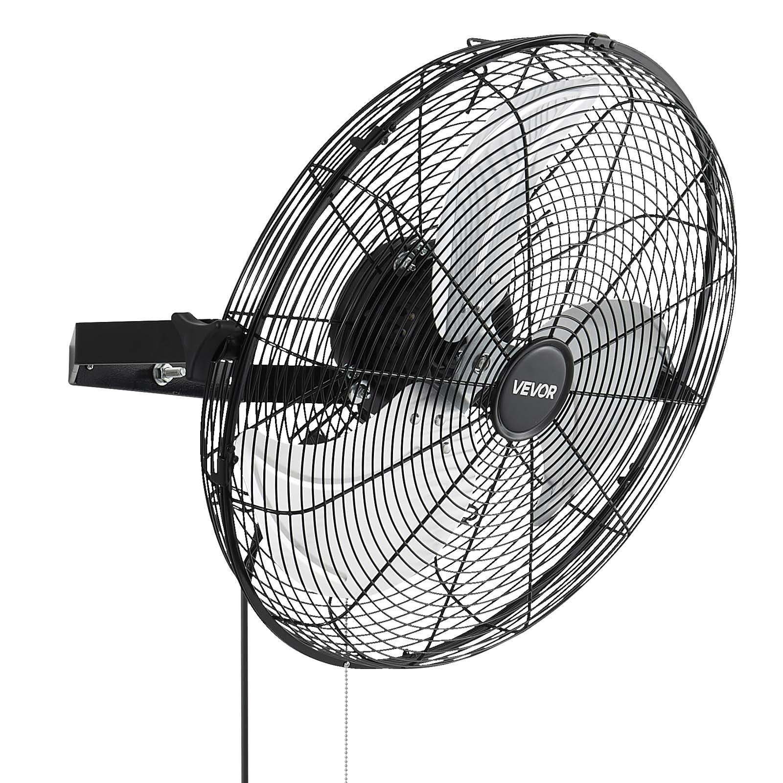 VEVOR Wall Mount Fan, 18 in Wall Mounted Hanging Fan, 3-Speed, Long Airflow Distance, Adjustable Rotation Angle, Mechanical Control, Powerful for Industry, Commercial, Garage, Workshop, Gym, 2 Pack