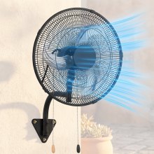 VEVOR Wall Mount Fan, 18 in Wall Mounted Hanging Fan with IP44-rated Protection, 3-Speed, Long Airflow Distance, Adjustable Rotation Angle, Powerful for Industry, Commercial, Garage, Workshop