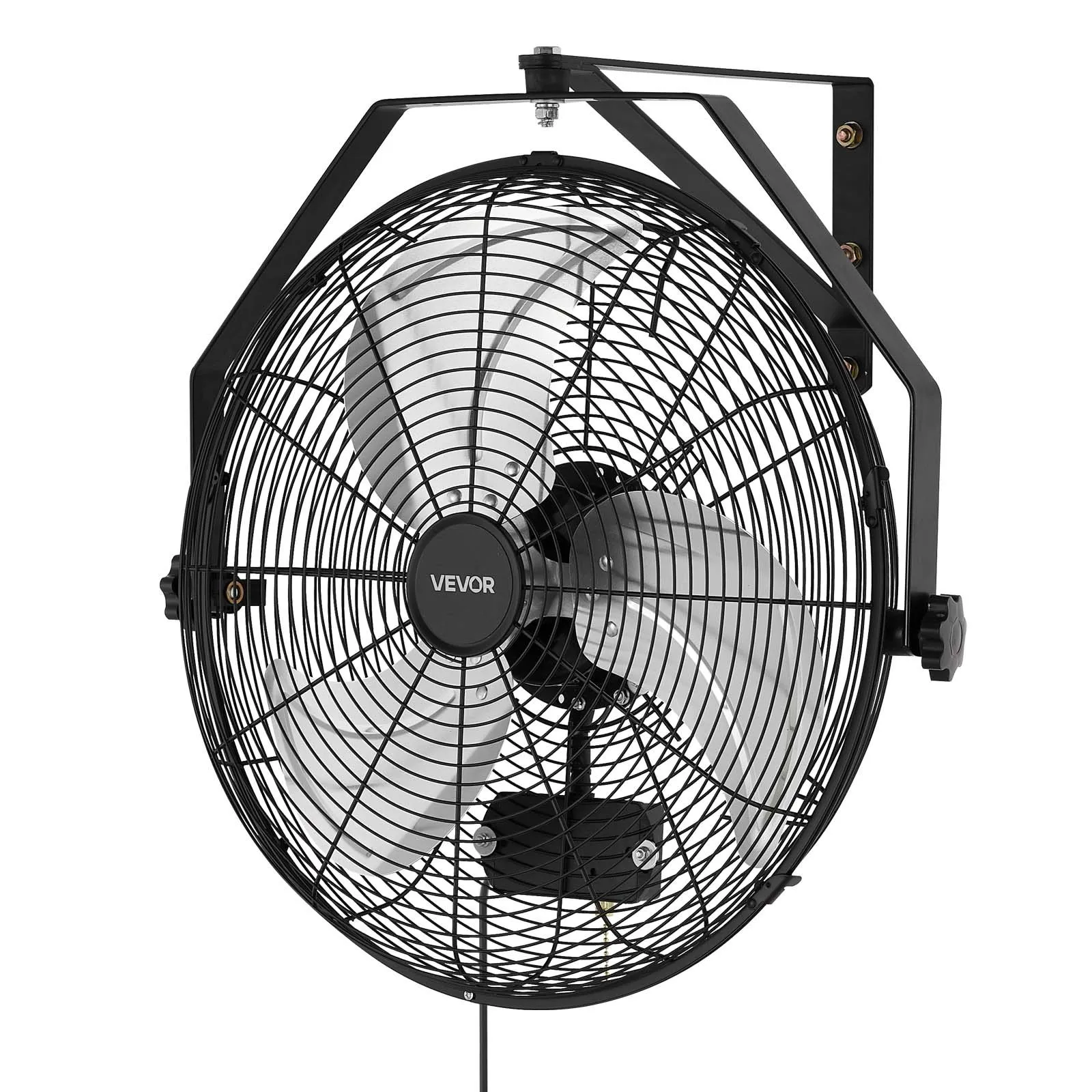 VEVOR Wall Mount Fan, 18 in Wall Mounted Hanging Fan with IP44-rated Protection, 3-Speed, Long Airflow Distance, Adjustable Rotation Angle, Powerful for Industry, Commercial, Garage, Workshop