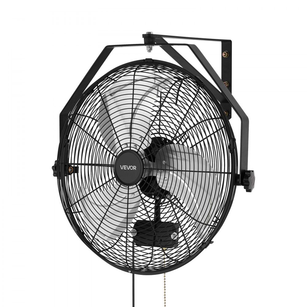 VEVOR Wall Mount Fan, 450 mm Wall Mounted Hanging Fan with IP44-rated Protection, 3-Speed, Long Airflow Distance, Adjustable Rotation Angle, Powerful for Industry, Commercial, Garage, Workshop, Gym