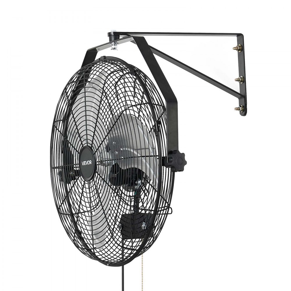 VEVOR Wall Mount Fan, 450 mm Wall Mounted Hanging Fan with IP44-rated Protection, 3-Speed, Long Airflow Distance, Adjustable Rotation Angle, Powerful for Industry, Commercial, Garage, Workshop, Gym