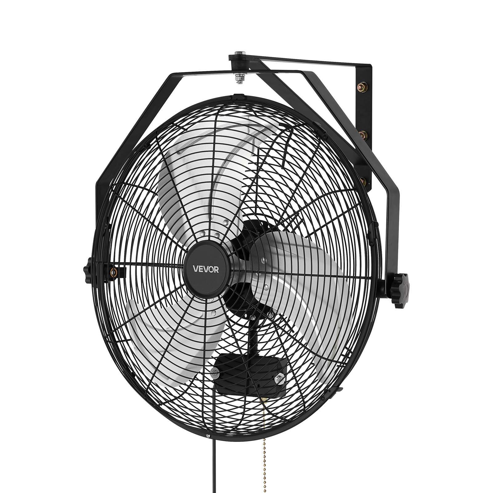 VEVOR Wall Mount Fan, 450 mm Wall Mounted Hanging Fan with IP44-rated Protection, 3-Speed, Long Airflow Distance, Adjustable Rotation Angle, Powerful for Industry, Commercial, Garage, Workshop, Gym
