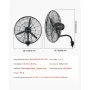 VEVOR Wall Mount Fan, 24 in Wall Mounted Hanging Fan with Oscillating & Mist, IP44-rated, 3-Speed, Powerful Air Reach, Mechanical Control, Long Airflow for Industry, Commercial, Garage, Workshop