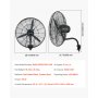 VEVOR Wall Mount Fan, 610 mm Wall Mounted Hanging Fan with Oscillating & Mist, IP44-rated, 3-Speed, Powerful Air Reach, Mechanical Control, Long Airflow for Industry, Commercial, Garage, Workshop