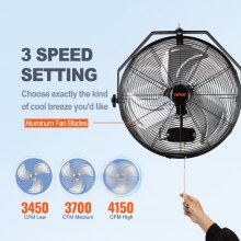 Priemyselný nástenný ventilátor VEVOR kovový 44,6 cm ventilátor 3 rýchlosti