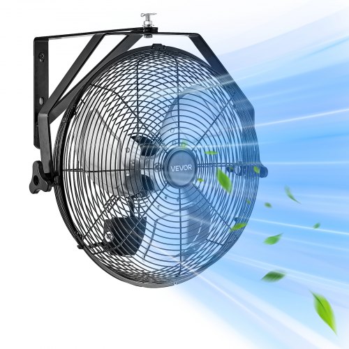 VEVOR 14 Inch Industrial Wall Mount Fan, High Velocity 2473 CFM Outdoor Fan with 3 Speeds, Waterproof IP44 Garage Wall Fan with Aluminum Blades for Workshop, Warehouse, Greenhouse