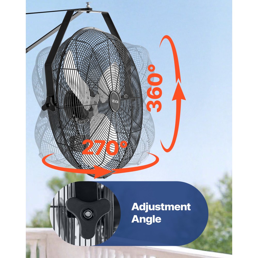VEVOR 615mm Industrial Wall Mount Fan 3 Speed 4650 CFM for Garage Greenhouse