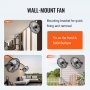 VEVOR wall mount fan in gym, deck, and patio settings showing versatile mounting options