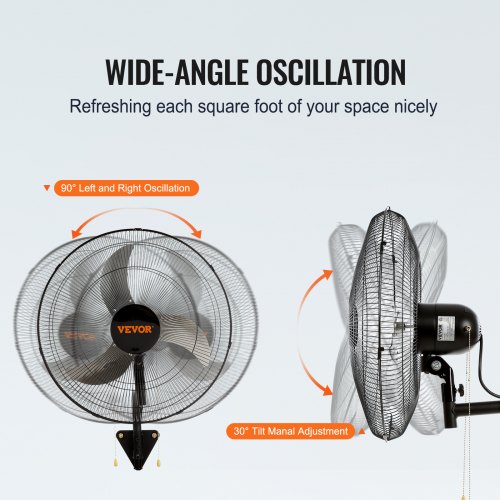 thumbnail image 2 of VEVOR 14 Inch Industrial Wall Mount Fan, 3 Speed High Velocity Garage Fan With Powerful Airflow 2 of 2