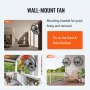 VEVOR wall mount fan, mounted in a gym, deck, and patio, showcasing versatile installation options.