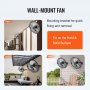 VEVOR wall mount fan, mounted in a gym, deck, and patio, showcasing versatile installation options.