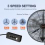 VEVOR 24" Oscillerende Wall Mist Fan Metal 3 Speeds 115W